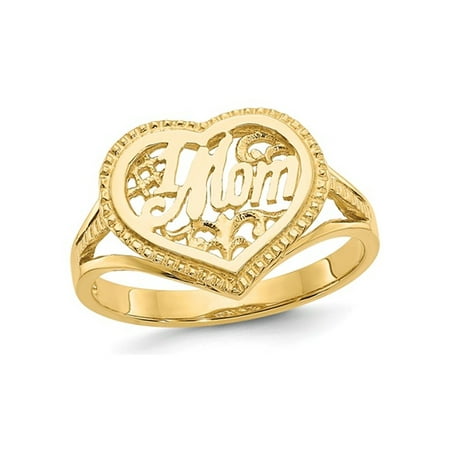 14K Yellow Gold Polished #1 MOM Heart Ring