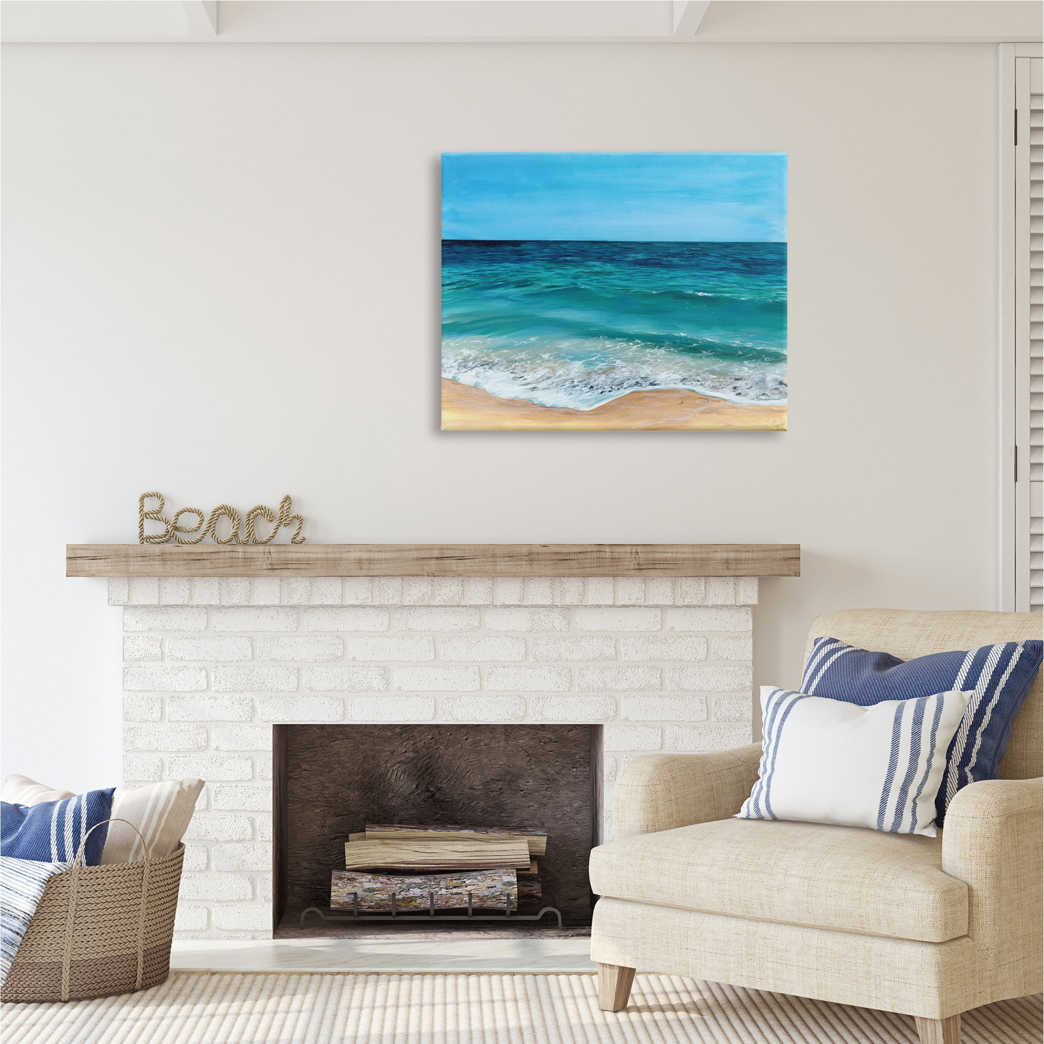Stupell Industries Coastal Beach Foam Nature Painting Gallery Wrapped Canvas Print Wall Art, 40 x 30