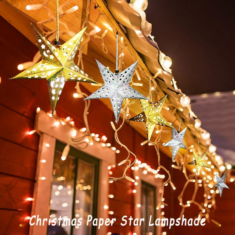 10 Pcs Christmas Paper Star Lantern Lampshade 3D Paper Star Hanging  Decoration Star Light Paper Lanterns for Xmas Party Home Decor (Gold,  Silver) - Walmart.com