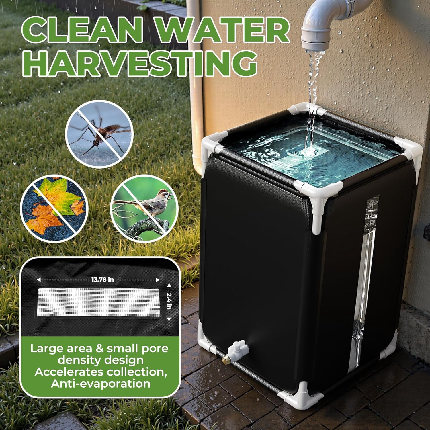 50 Gallon Collapsible Rain , Portable Water Storage  for Garden Irrigation