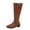 Coffee, variant on Rokment Women's Wide Calf Knee High Motorcycle Riding Boots with Side Zipper Vintage Buckles Leather Pointed Toe Mid Calf Long Tall Dress Boots Black Size 6.5