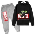 thumbnail image 3 of Sudadera con capucha y pantalones de Hulk de Los Vengadores de Marvel para niños, 2 piezas, trajes de primavera y otoño, ropa para niño y niña, sudadera con estampado de dibujos animados, conjuntos de, 3 of 5
