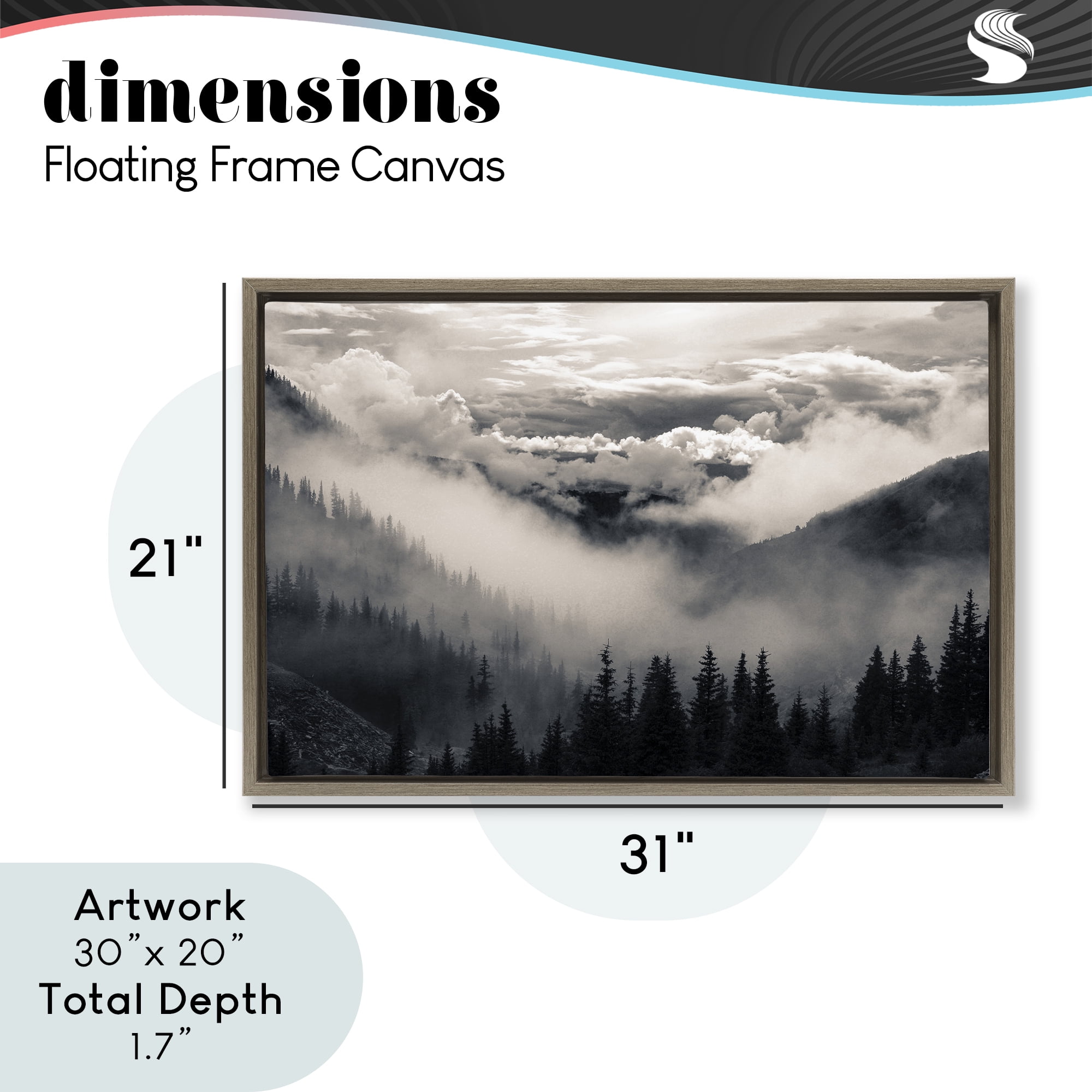 Billowing Fog Atmosphere Brown Framed Floater Canvas Wall Art, design by Decent Exposures