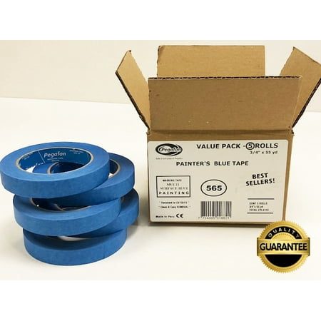 Blue Taper - PEGAFAN VALUE PACK (5 ROLLS) BLUE Painter's Masking Tape, Multi-Use, 3/4