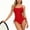 Red(Swimsuits), variant on GUACER Women's One-Piece Bathing Suits Side Lace-Up Ribbed Cutout Monokini with Spaghetti Straps Swimsuit for Beach Resort