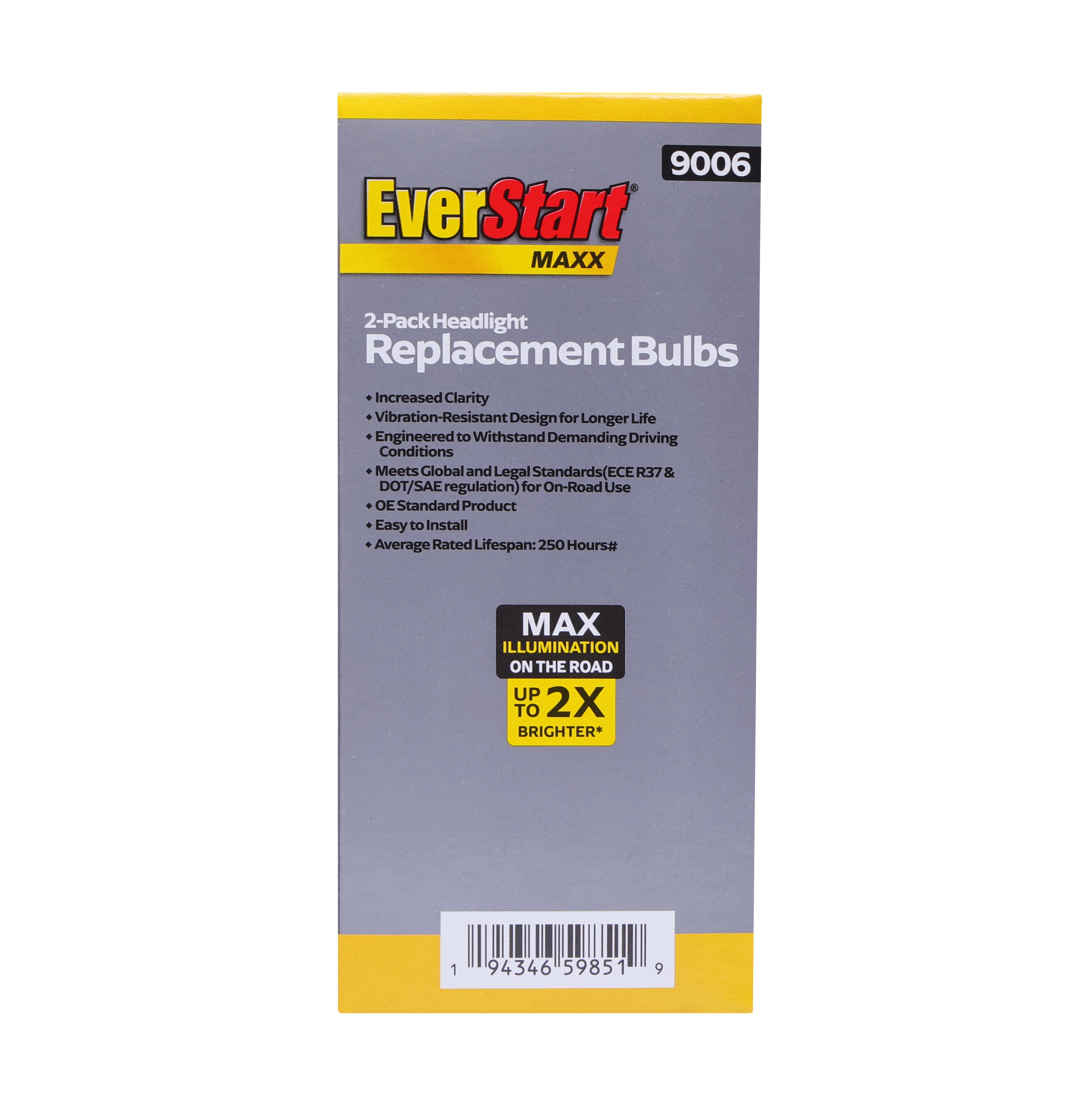 EverStart Maxx 9006 Halogen Headlight Bulb, 2 Pack, Compatible with Multiple Cars
