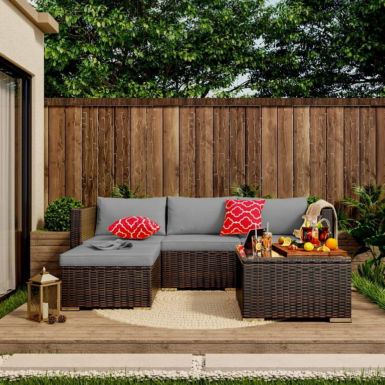 Lofka Patio Furniture Set Clearance 5 Piece Outdoor Sectional