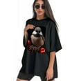 thumbnail image 3 of Plus Size Shirt for Women Black Tops for Women Short Sleeves Shirt for Women Red-Browed Bird 18 T Shirt Crewneck Shirt for Women 2XL, 3 of 5