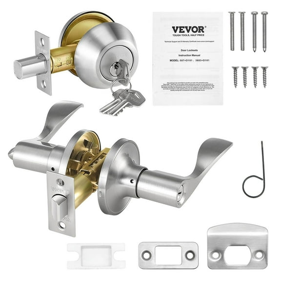 Keyed-Alike Lever Handle Deadbolt Combo - 5 Pack, Satin Nickel Finish