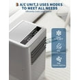 thumbnail image 3 of 8,000 BTU Portable Air Conditioner, 3-in-1 Portable AC Units for Rooms with Cool/Dry/Fan Modes, Fast Cooling Up to 350 Sq. Ft, Drainage-free Cooling, 50 dB Quiet Sleep Mode, Black&Grey Cover, 3 of 7
