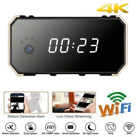 EEEKit Camera WiFi Full HD 1080P Camera Clock with Night Vision Wireless Motion Detection Display Temperature 12&24 Time Display, Nanny Cam/Security Camera(Surveillance Apps for (Best Night Camera App For Android)