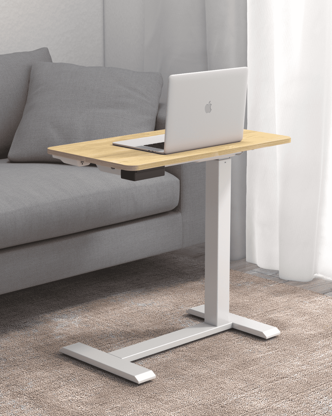 K30016 Electric Height Adjustable Standing Desk with Drawer, 27.5 x 15.7 in,Natural/White,1 Pack