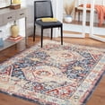 thumbnail image 3 of SAFAVIEH Riviera Jacob Oriental Polyester Machine Washable Area Rug, Charcoal/Gold, 4'5" x 6', 3 of 13