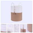 thumbnail image 3 of Unique Bargains Woven Storage Bin with Handle and Tassel Beads Storage Basket White Brown, 3 of 6