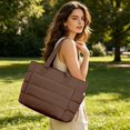 thumbnail image 3 of 16.1 inch Quilted Puffer Tote Bag Lightweight Work Bag with Compartments for Women Travel School, 3 of 5