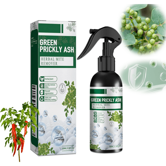 Green Prickly Ash Spray, Use on Mattresses, Green Prickly Ash Herbal Remover, Household Formula Spray, For Bed, Quilt and Sofa, Bed Linens, Clothing, Floors And More,Non-Staining(1PC)