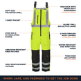 thumbnail image 4 of RefrigiWear HiVis Insulated Softshell High Bib Overalls - Reflective, Water-Resistant, 30°F Comfort Rating, Durable High-Visibility Workwear, 4 of 8