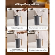 KFFKFF Stainless Steel French Press Coffee Maker, 304 Stainless Steel, 34oz, Black