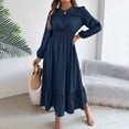 thumbnail image 2 of Wdgfv Ruffle Maxi Dress for Women, Pleated A Line Flowy, Business Casual, Holiday Modest Long Sleeve Smocked Spring, 2 of 6