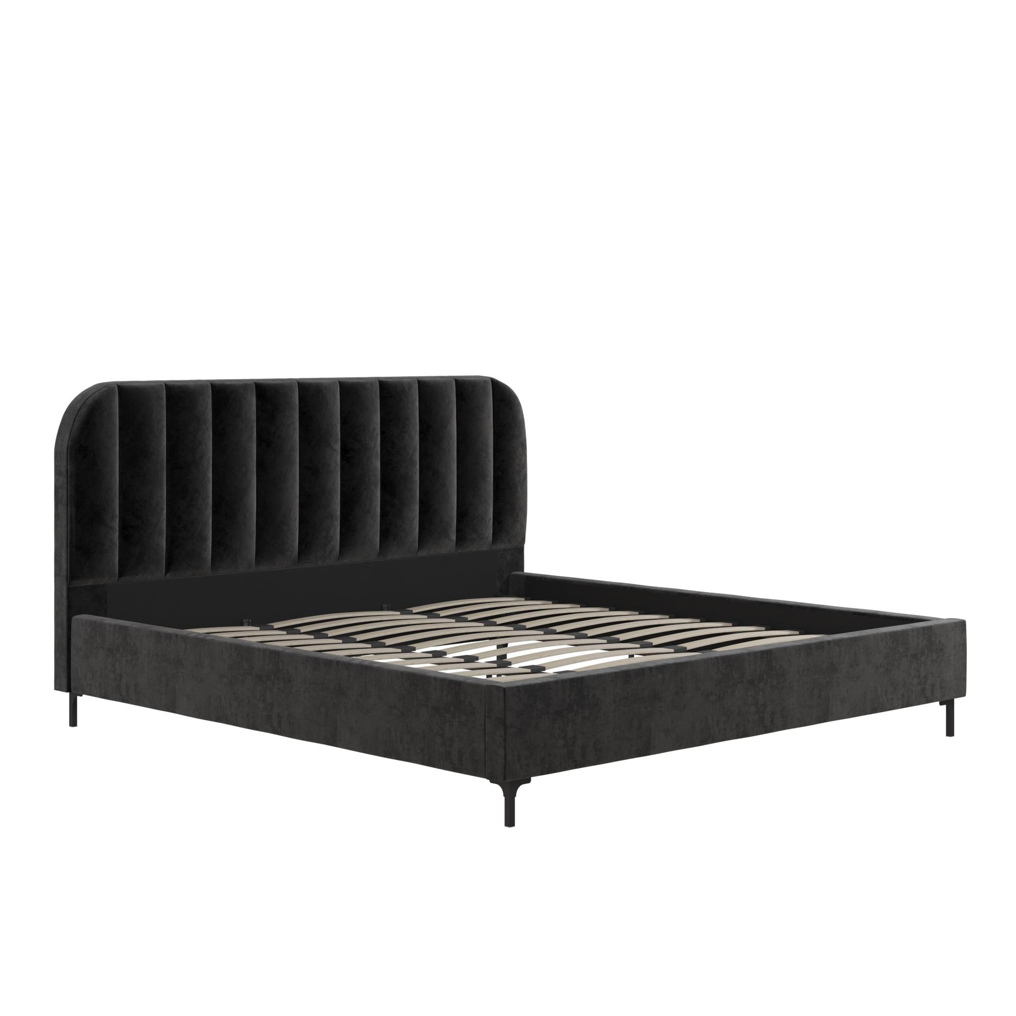 DHP Callie Upholstered Platform Bed, King, Black Velvet