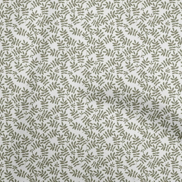 oneOone Cotton Cambric White Fabric Leaf Craft Projects Decor Fabric Printed By The Yard 56 Inch Wide