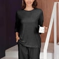 thumbnail image 4 of Women's Scoop Neck Short Sleeve Pleated Front Blouse Tunic Top Plus Size, 4 of 5