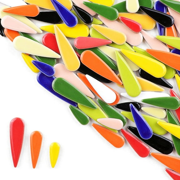 3 Styles Teardrop Shape Porcelain Mosaic Tiles for DIY Mosaic Art Crafts Picture Frames and More Colorful 21~40x8~12x4mm about 100g/set