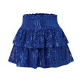 thumbnail image 5 of RUTAYY Women Sequin Sparkly Glitter Mini Pleated High Waisted Tiered Ruffle Flowy Shiny Night Out Club Skirt With Underneath Solid Color Flowy Swing Pleated Beach Skirts, 5 of 7