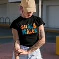 thumbnail image 2 of Snack Dealer, Mother of Kids Themed, Groovy Retro Wavy Text Merch Gift, Black T-Shirt, 2XL, 2 of 5