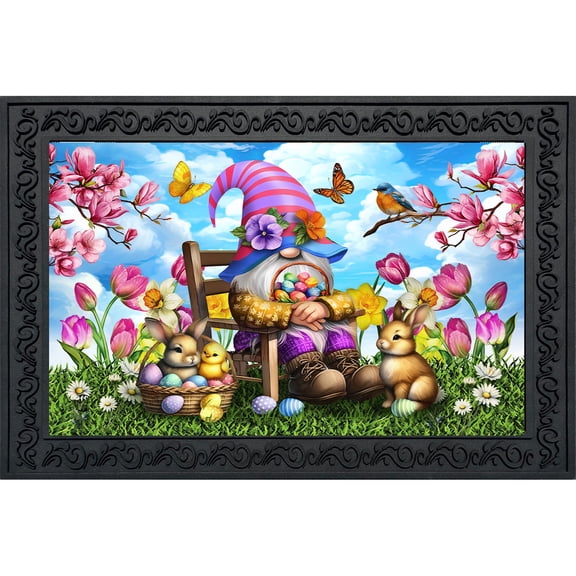 Briarwood Lane Spring Doormat 30x18 Indoor Outdoor Easter Basket Gnome For Spring Doormat