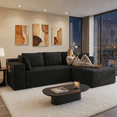 thumbnail image 3 of 105" Lofka Modular Couch Sectional Corduroy Cloud Sofa Deep Seat L-Shaped Boneless Sectional Couch Black No Assembly, 3 of 8