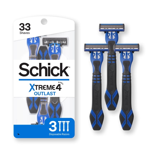 Schick Maquinillas de Afeitar Desechables para Hombres Xtreme4 con Cuchillas de Corte, 3 Unidades