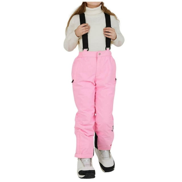 TIEVOSA Pantalon de Neige Hiver Chaud pour le Ski et le Planche à Neige pour Garçons et Filles (Rose)