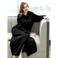 thumbnail image 5 of LOFIR Womens Zipper Front Robe, Long Plush Hooded Fleece Soft Bathrobes for Women Housecoat Sleepwear Pajamas (S/M, Black), 5 of 7