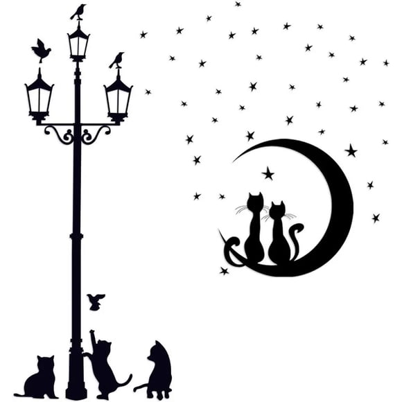 Eco-Friendly Decoration, Black Cat Peel Stick Wall Decal, Customizable Vinyl Art for Sustainable Home Improvement