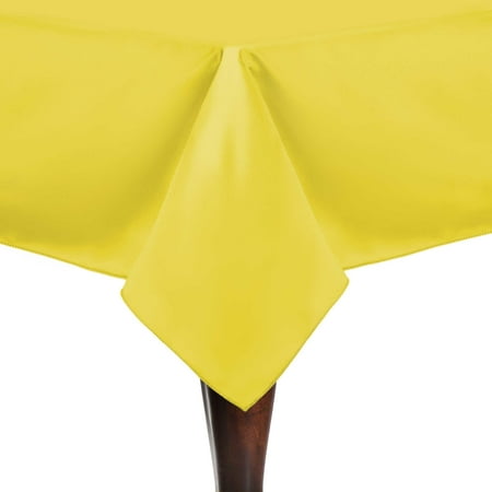 

Ultimate Textile (2 Pack) Satin 54 x 54-Inch Square Tablecloth - for Wedding Special Event or Banquet use Lemon Yellow