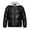 Black, variant on Mens Jackets Men's Puffer Leather Jacket Black with White Collar Warm Bomber Napa Leather Puffer Jacket