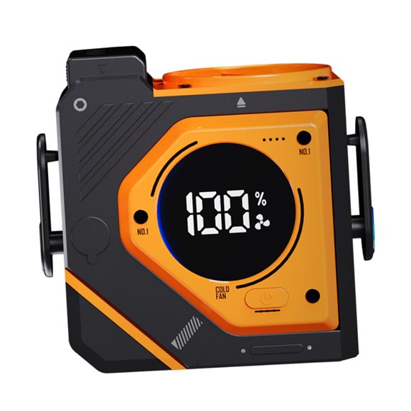 Ventilador de cintura portátil, para colgar en la cintura, ventilador de refrigeración portátil multiusos resistente para mochilero al aire 5000mAh Naranja