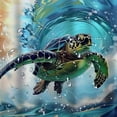thumbnail image 5 of Orinice  Sea Turtle Shower Curtain Funny Marine Life Ocean Surfing Wave Humorous Animal Bathroom Decor Polyester Curtains Set with Hook  36x72, 5 of 7