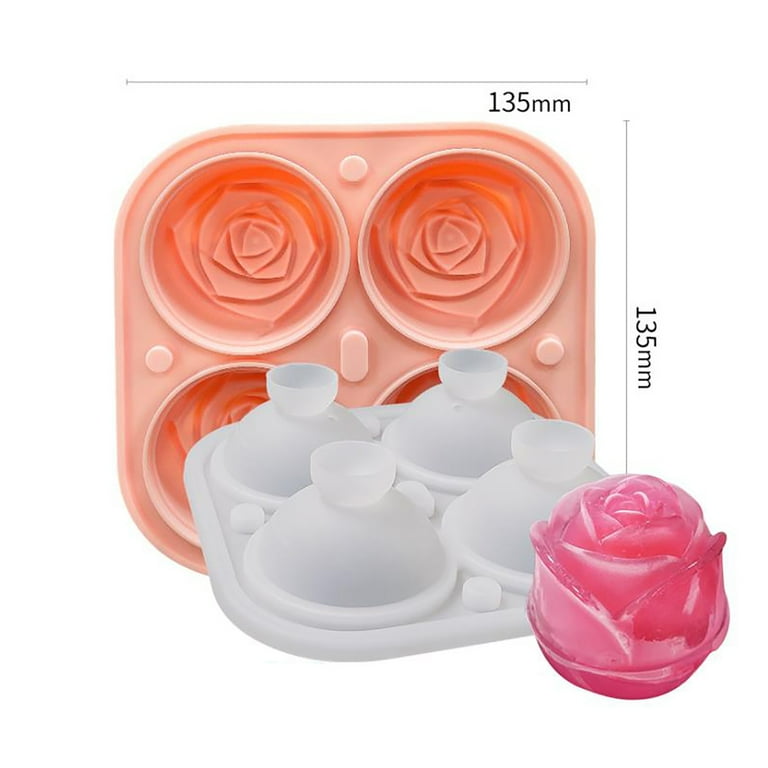 3D Rose Ice Molds,2 Inch Large Ice Cube Trays, Make 4 Giant Cute