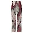 thumbnail image 6 of Abstract Geometric Maroon Pattern Winter Female Pants Flannel High Waist Women Pants Lady Warm Straight Leg Plush Trousers, 6 of 7