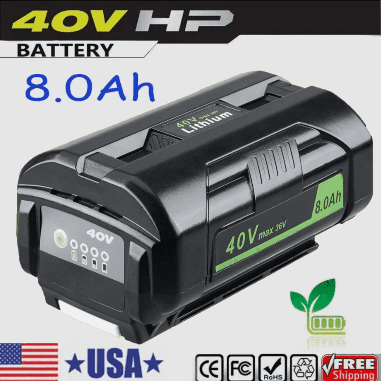 8.0Ah OP4040 for Ryobi 40V Max Lithium Battery OP40601 OP4030 OP4050 OP4015