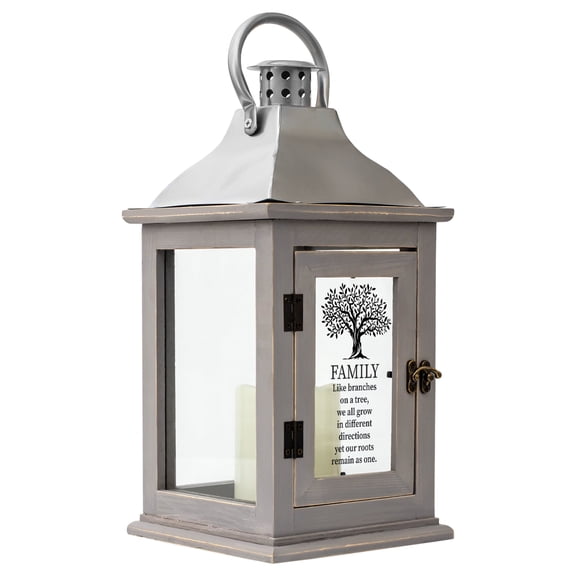 I Am With You Distressed Grey 8 x 6 Wood And Glass Decorative Candle Lantern