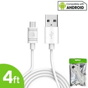 Cellet 4 feet micro USB Charging   Data Sync Cable for Android Phones, Tablets and Other Compatible Devices, White