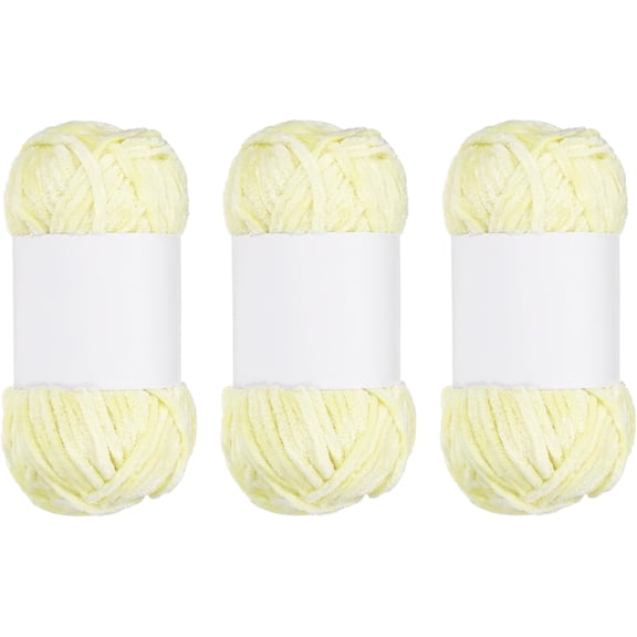 Minzimin 3pcs Velvet Chenille Yarn Bulky Fluffy Chunky Yarn for Crochet Soft Chenille Blanket for Hand Knitting Crocheting