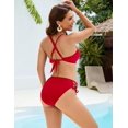 thumbnail image 5 of Women's Bikini Set Two Piece Swimsuit Triangle Top String Mid Rise Bottom Cheeky Bathing Suit, 5 of 15