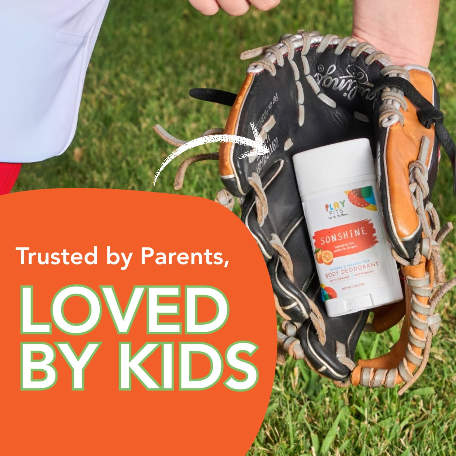 Play Pits – Natural Kids Whole Body Deodorant – Sonshine Scent – Infused W/Orange Essential Oils-2pk