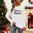 thumbnail image 4 of HOMBOM Shirts for Women Long Sleeve Vintage Holiday White Reindeer Crewneck Xmas Females T Shirts, 4 of 9