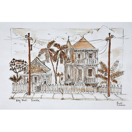 Victorian style 'Conch houses,' Key West, Florida Print Wall Art By Richard