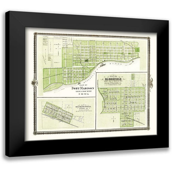 Andreas 14x12 Black Modern Framed Museum Art Print Titled - Fort Madison, Mechanicsville, Bloomfield Iowa